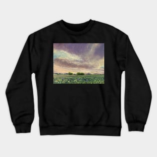 Purple Cloudscape Floral Oil on Canvas Crewneck Sweatshirt